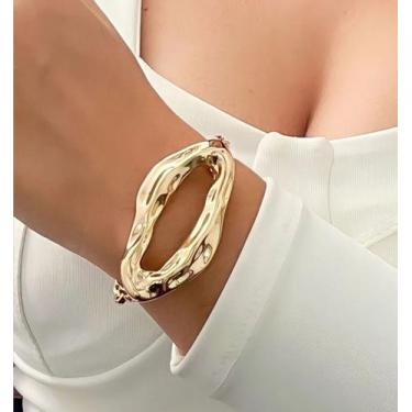 Imagem de Pulseira Bracelete Corrente  Elo Português Dupla com Pingente Orgânico
