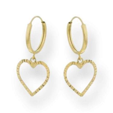 Imagem de Brinco De Ouro 18 k Argola Com Coração . - Elegancy Joias