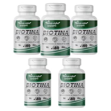 Imagem de Biotina Com Óleo de uva Vitaminas para cabelo, pele e unhas 5 POTES - 