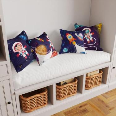 Imagem de Kit 4 Capas De Almofadas Decorativas Infantil Galaxia Astronauta Espaç