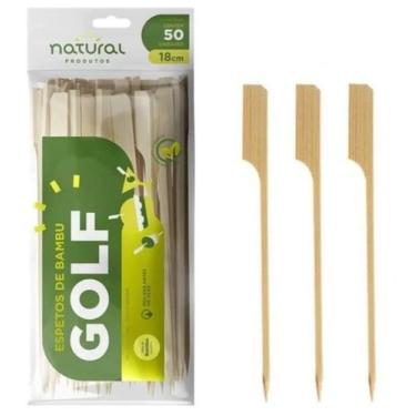 Imagem de Espeto De Bambu Golf Para Lanche 18Cm Com 50 Unidades Natural Produtos
