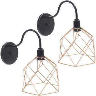 Imagem de 2 Luminárias Arandela de Parede Aramada Cálice Cobre Rose Gold Industr