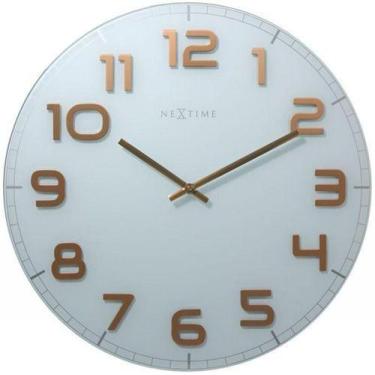 Imagem de Relógio Parede Elegante Branco E Cobre Nextime D=50cm - Atual Conceito