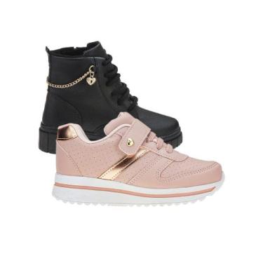 Imagem de Bota Infantil Menina Escolar - KIT 2 PARES Tam 24 ao 34 - sapatinhos.c