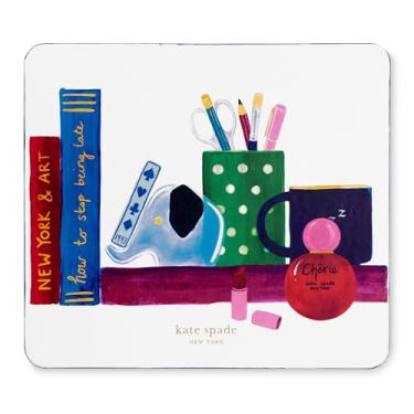 Imagem de kate spade new york Mouse pad de couro sintético, tapete de mouse de 23 cm x 20 cm com parte traseira antiderrapante, lindo mouse pad para mesa de escritório, biblioteca encantada