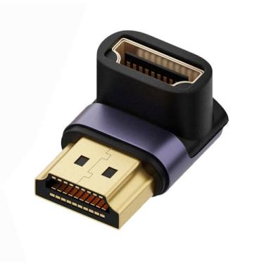 Imagem de xiwai HDMI 8K macho para HDMI 2.1 fêmea vertical 90 graus para baixo ângulo UHD adaptador de extensão compatível com HDTV 8K 60hz