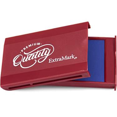 Imagem de ExtraMark Bloco de carimbo de feltro portátil com tampa dobrável SnapTight - Tamanho 5 x 7,6 cm - Cor azul