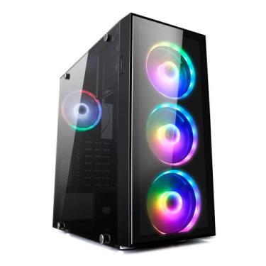 Imagem de Gabinete Gamer Rainbow Preto 3 Fans RGB -BRX