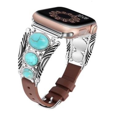 Imagem de Pulseira de Relógio Minyee de Couro para Apple Watch 38-49mm (Mulheres