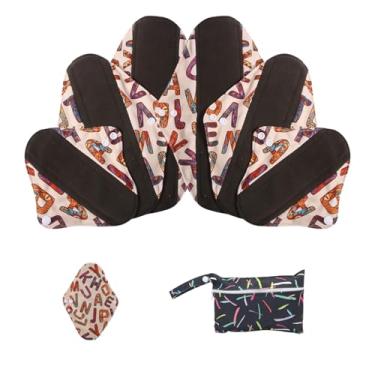 Imagem de KUMUROETA Forros de calcinha laváveis durante a noite, almofadas de período, absorventes higiênicos laváveis com asas, absorventes higiênicos reutilizáveis para mulheres, conjunto de 7 peças, pacote