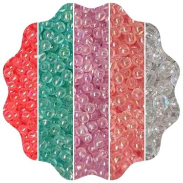 Imagem de 500 Miçanga Pérola Translúcida 6mm Irisada Missanga Bijuteria Artesanato (Colorido)