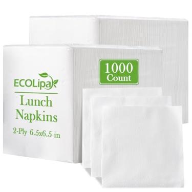 Imagem de ECOLipak Guardanapos de almoço a granel, 1000 guardanapos de papel todos os dias, 16,5 × 16,5 polegadas dobrados, 2 camadas macias e absorventes para jantar, reuniões, bares, restaurantes (33 × 33