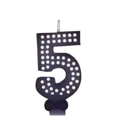Imagem de Vela De Aniversário Poá Preto - N5