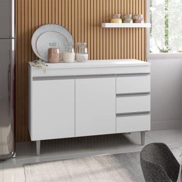 Imagem de Balcão de Pia Andréia 100cm com Tampo Branco AJL Móveis