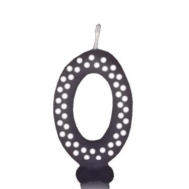 Imagem de Vela De Aniversário Poá Preto - N0