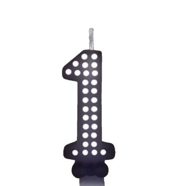 Imagem de Vela De Aniversário Poá Preto - N1