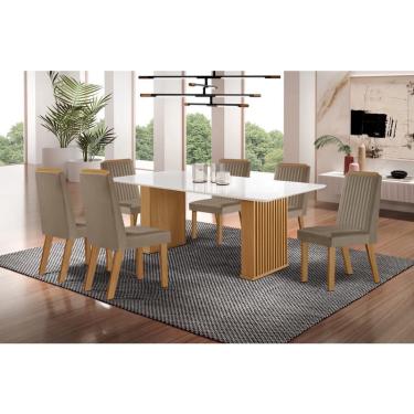Imagem de Sala de Jantar Ripada com 6 Cadeiras 1,80x0,90m - Imperatriz-Riviera - lj Móveis