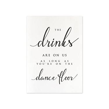 Imagem de MAGJUCHE Placa de bebida de casamento, The Drinks Are On Us Open Bar Placa de cartão de casamento