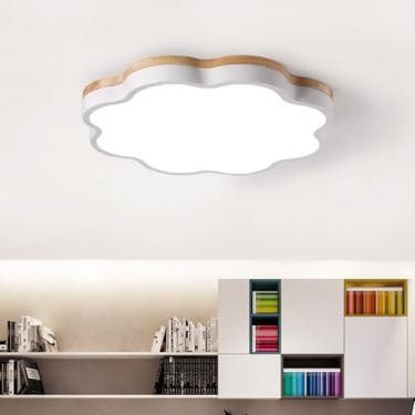 Imagem de Lustre de escada com luz de teto LED regulável, 23,6 polegadas, moderno, minimalista, em forma de flor, madeira, metal e acrílico, luz de teto embutida para corredor, hall de entrada, closet