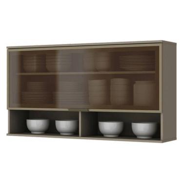 Imagem de Armário Aéreo 1 Porta Basculante Vidro 120cm Connect Duna - Móveis Henn Duna