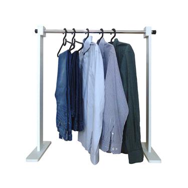 Imagem de Cabideiro Simples De Piso Chão Arara Camiseiro Desmontável Branco Laca