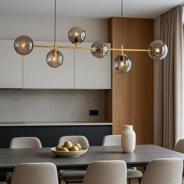 Imagem de Lustre Pendente Jabuticaba Moderno Globo Vidro Molecular E27 Dourado