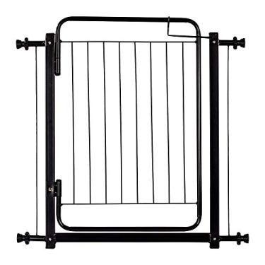 Imagem de Portão Grade de Proteção Tamanho Ajustável de 74 até 79 cm Segurança Cachorro Pets Bebe Crianças Porta Vãos - Acompanha Extensores Preto