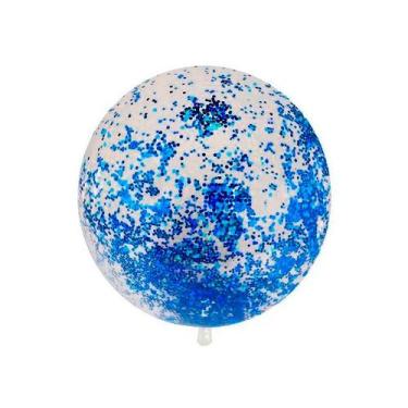 Imagem de Balão Bubble Transparente com Confete Hexagonal - Azul - 18" 45cm - 01