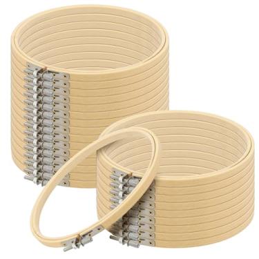 Imagem de SEHOI 25 Peças De Bastidor Bambu 6" Para Bordado, Argolas Madeira Redondas Ajustáveis Ponto Cruz, Artesanato E Costura Prática