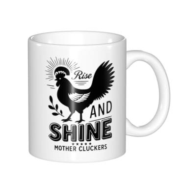 Imagem de Caneca engraçada de café de galinha Rise And Shine Mother Caneca ótima para galo, amantes de frango, irmã, amiga, mulheres, homens, colegas de trabalho, cozinha, escritório, decoração, Natal, 325 ml