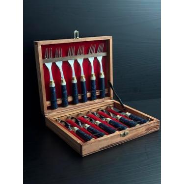 Imagem de Conjunto de Talher - Faca e Garfo - Cabo de resina e Chifre de Cervo Argentino