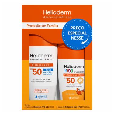 Imagem de Kit Helioderm Protetor Solar Corporal 2 em 1 Fps50 200ml + Protetor Solar Infantil Fps50 120ml