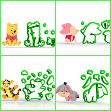 Imagem de Cortador Kit Ursinho Pooh Corpo - 4 Modelos Modulares 5 Cm