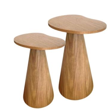 Imagem de Conjunto de duas Mesas Laterais Orgânica Freijó