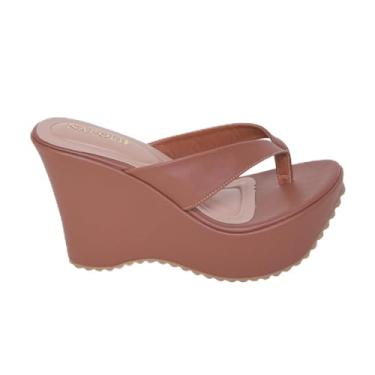 Imagem de Tamanco Ana Bela Feminino, Plataforma, Couro Ecológico (Caramelo Noubuk, BR, Adulto, Numérico, 37)