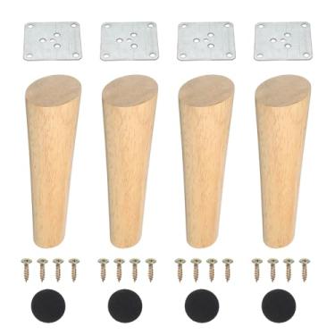 Imagem de PATIKIL Pernas de móveis de madeira, 4 peças de perna de sofá cônica de substituição de 18 cm para cadeira, sofá, cama, mesa de café, cor de madeira