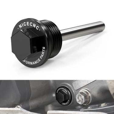 Imagem de NICECNC Filtro de óleo esquerdo plugue de drenagem de óleo magnético parafuso de óleo compatível com 690 Enduro/Enduro R/SMC/SMCR 2008-2023, alumínio, haste de aço inoxidável, ímã embutido, preto