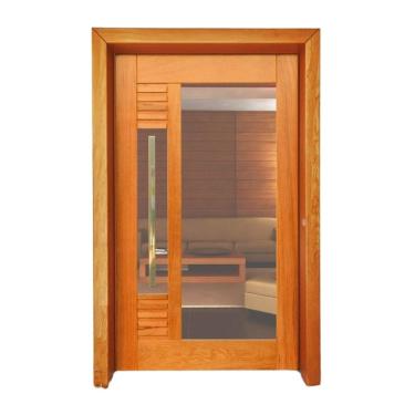 Imagem de Porta Pivotante Lourdes com Puxador  - Madeira Maciça - Angelim