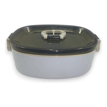 Imagem de Pote Marmita Plástica Tampa Divisória Vasilha - Azul-Claro