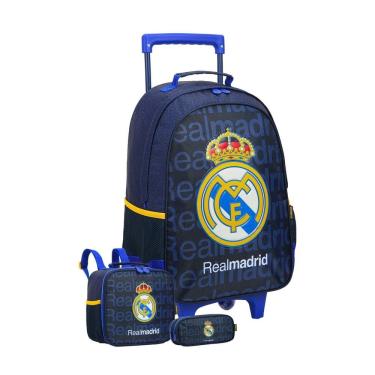 Imagem de Kit Escolar Mochila Roda + Lancheira + Estojo D Real Madrid