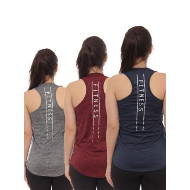 Imagem de Kit 3 Peças - Camiseta Regata Feminina Dry Fit Estampada Poliester Aca