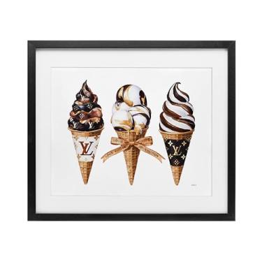 Imagem de Stupell Industries Cones de sorvete glam chocolate preto impresso sob vidro design por Amanda Greenwood, 17 x 21