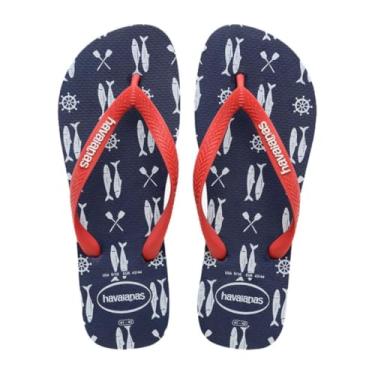Imagem de Chinelo Havaianas Masculino Top Nautical (Rubi Vermelho Marinho, BR, Adulto, Faixa Numé...