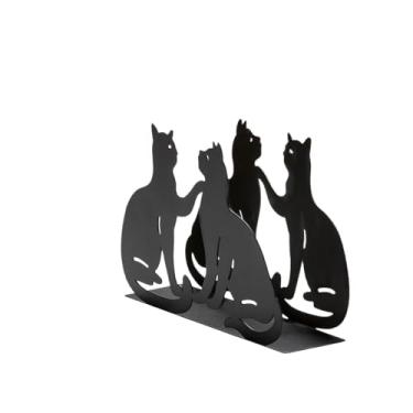 Imagem de Porta-guardanapos para gatos – Suporte de guardanapo preto fosco artístico para cozinha e mesa de jantar, suporte de lenços de metal para decoração de gatos para bancada ou café