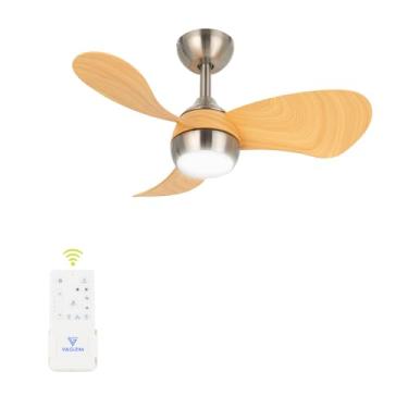 Imagem de FANSHAIN Ventilador de teto com luz para quarto: Ventilador de teto silencioso pequeno de 76 cm com controle remoto - 6 velocidades e 3CCT - Motor DC reversível - Uso interno e externo - Registro de 3