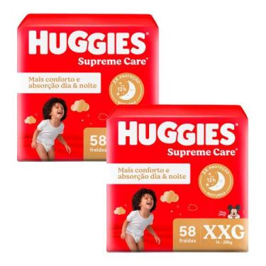 Imagem de Kit 2 Fralda Huggies Supreme Care Tamanho XXG 58 Fraldas Descartáveis