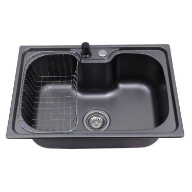 Imagem de Cuba Gourmet para Cozinha com Acessórios Aço Inox 201 Texturizado 42x60cm Preto Carajás