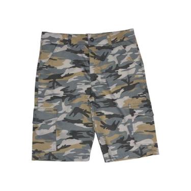 Imagem de Bermuda Sarja Cargo Camuflada Masculina Adulto - Olv Jeans, 50, Bege
