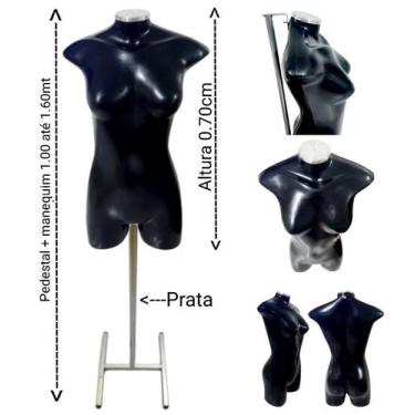 Imagem de Manequim feminino (meio corpo modelo jó N.36) preto com tampa prata + 