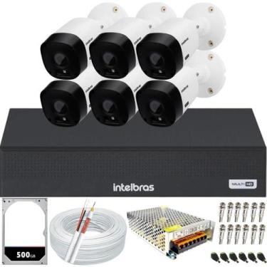 Imagem de Kit Cftv 6 Câmeras Multi Hd 1120b 20m Dvr 8 Canais Intelbras Full hd M